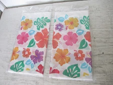 Lot of 2 Amscan Summer Hibiscus Vinyl Table Cover 54" x 96" Disposable