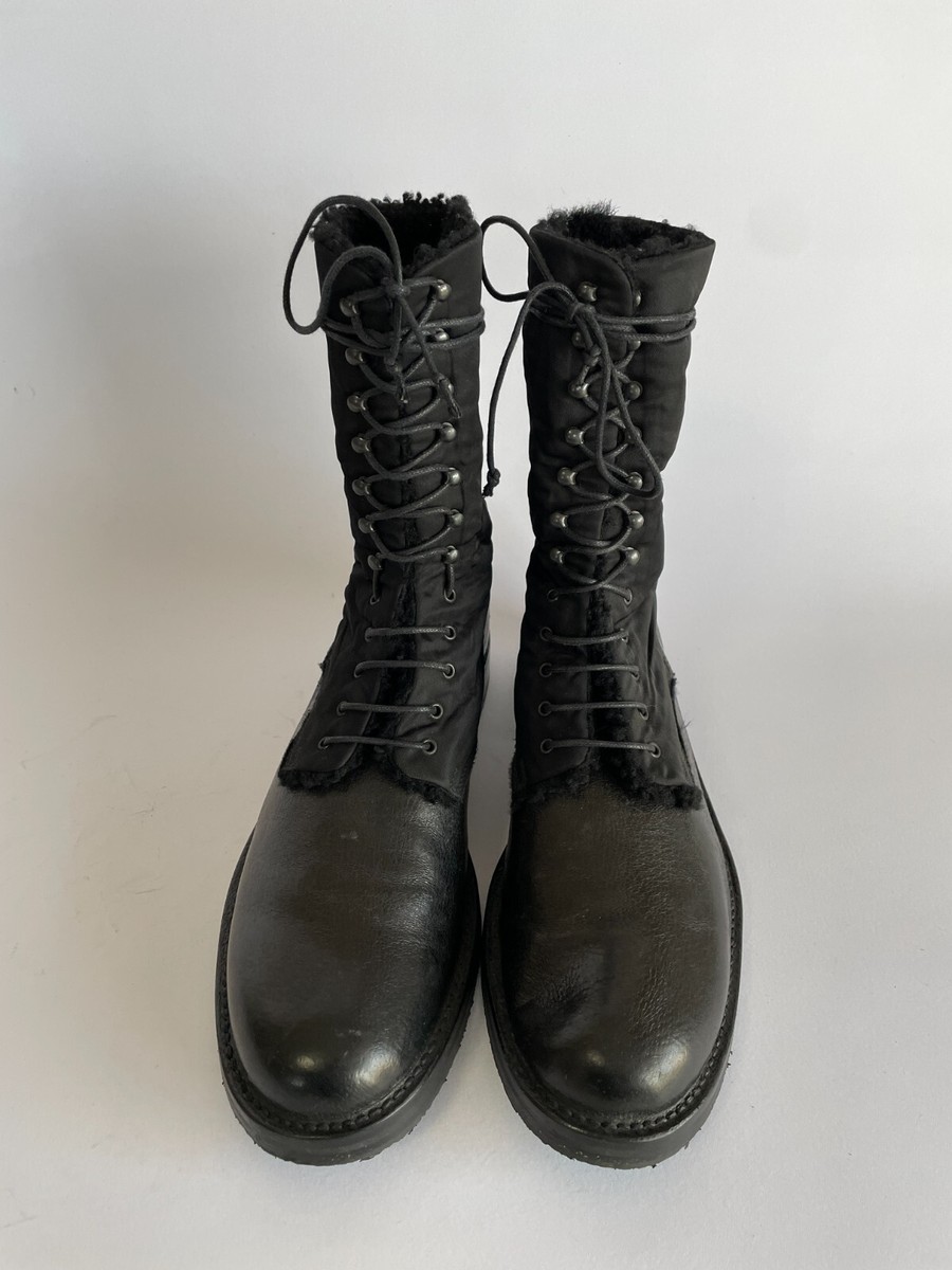 JIL SANDER Mens Black LeatherNylon Combat Boots SIZE 8 UK | eBay