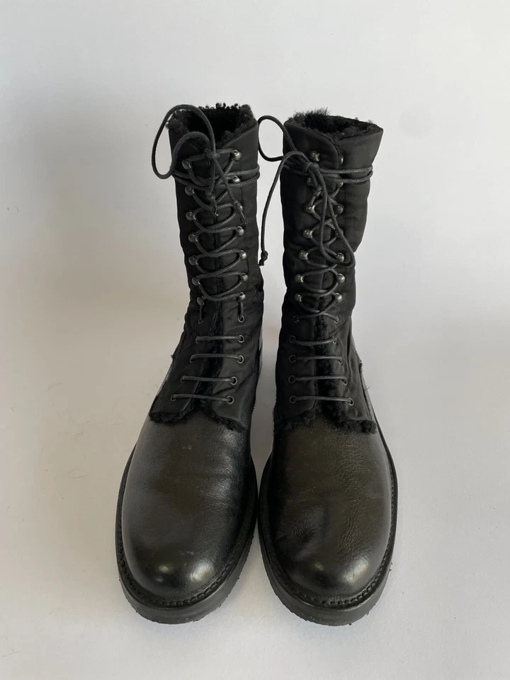 Botas de combate JIL SANDER de cuero negro/nylon para hombre TALLA 8 UK Foto 3 de 4