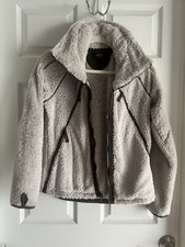 Small Womens Kuhl Flight Jacket Stone Beige Zip Plush Coat $189 Italian Fleece
