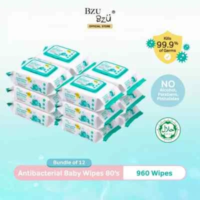 BZU BZU NEW Anti Bacterial Baby Wipes (80 pcs x 12) - Image 1 of 4