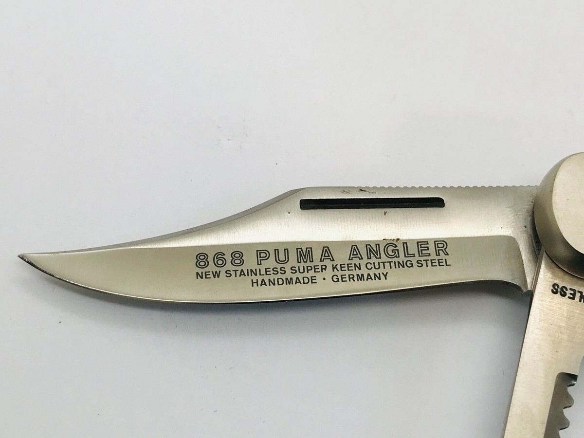 VINTAGE 1978 Puma 868 Angler (Fishing) Knife With Red/orange