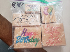 Lot of 5 birthday party pack balloons sayings rubber stamps 68