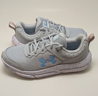 Womens Under Armour Charged Assert 10 Gray Running Shoes 3027092-100 Size 7.5