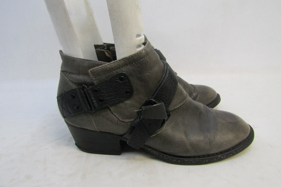 OTBT женщин размер 8 M серый кожаный молнии пряжки лодыжки модные ботинки ботинок - Изображение 3 из 4