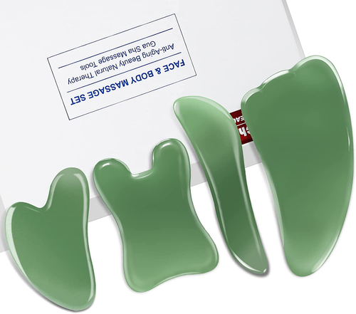 Guasha Massage Tool, 4 Pcs Gua Sha Facial Tool, Guasha Board for SPA Acupuncture