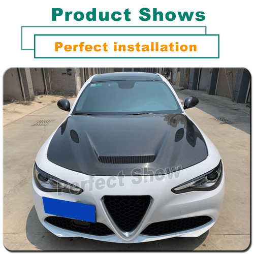 For Alfa Romeo Giulia 2017-20 Carbon Fiber Front Bonnet Engine Bumper Lid Cover - Picture 12 of 15