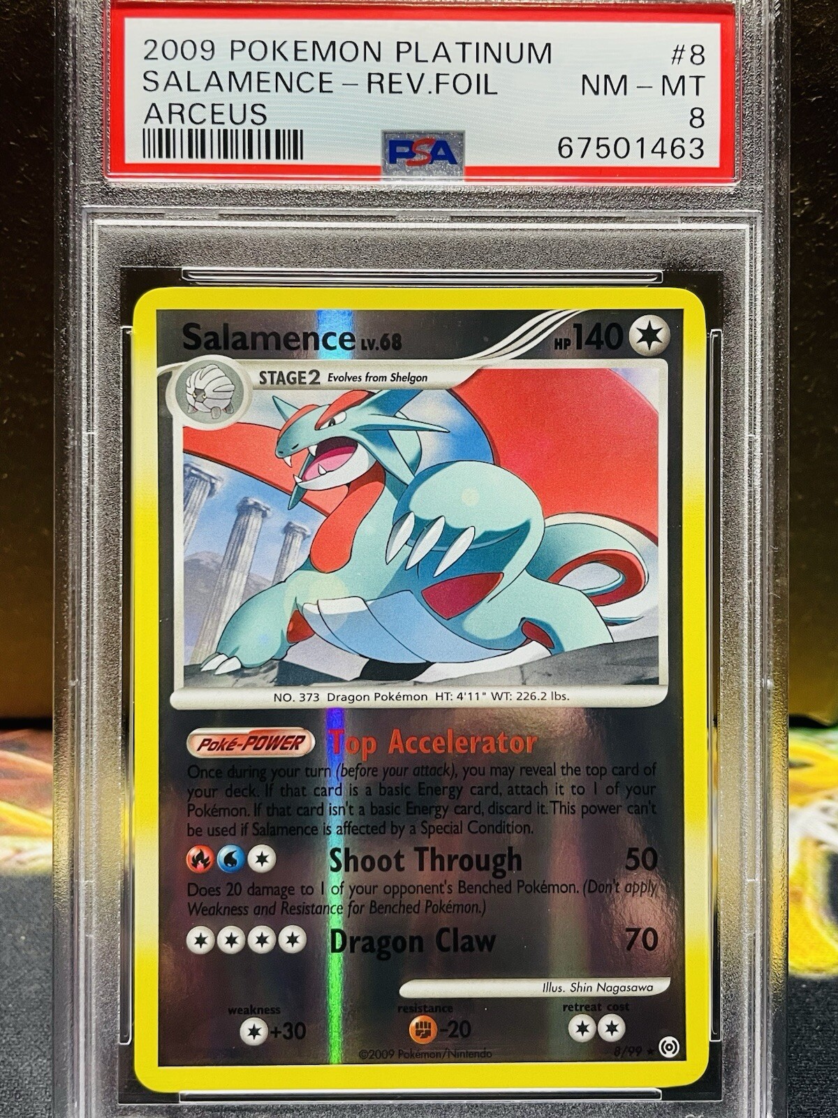 PSA 8 NM-MT Pokemon Salamence 8/99 Platinum Arceus Reverse Holo Rare