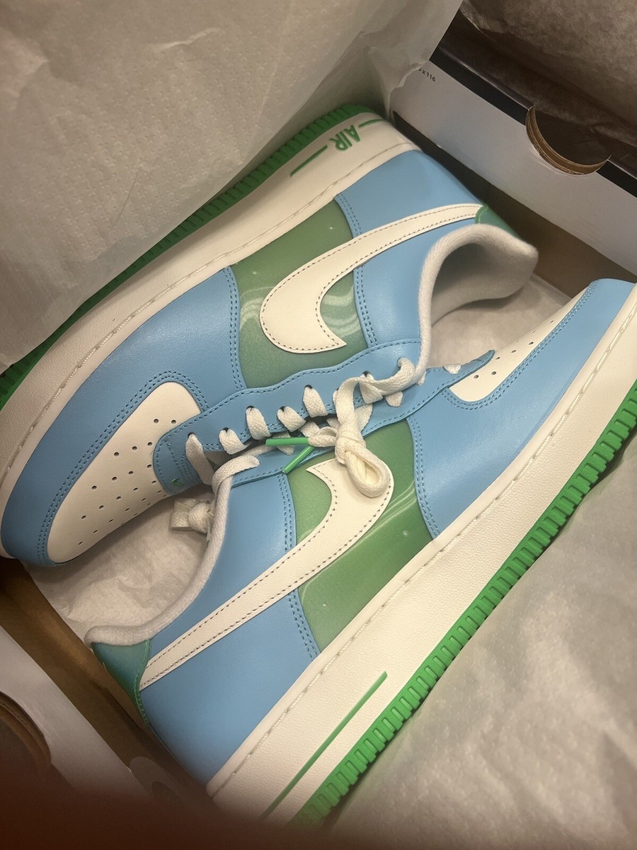 Size 11 Nike Air Force '07 White Aquarius Blue sail green shock