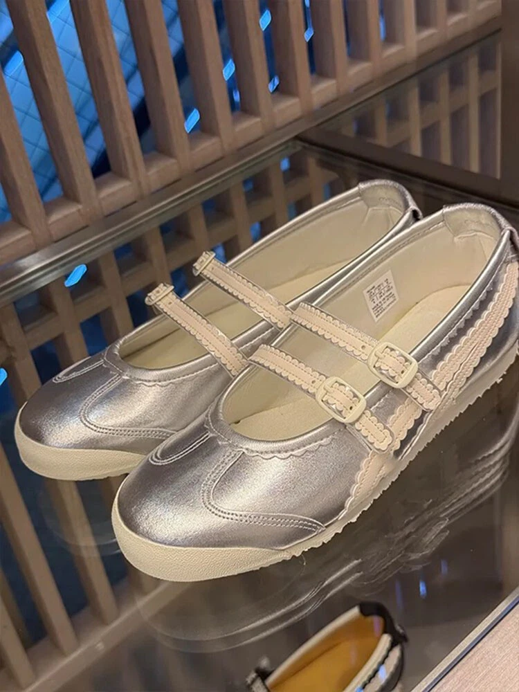 2025 Patou x Onitsuka Tiger Mexico 66 Mary Jane Shoes Silver