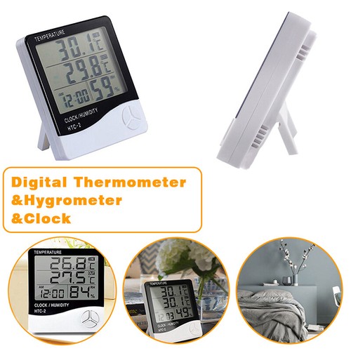 Digital LCD Thermometer Hygrometer Humidity Meter Indoor Temperature Alarm Clock - Picture 17 of 21