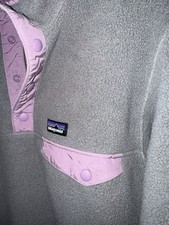 Patagonia Youth Fleece Sweatshirt XXL Synchila Snap Pullover Gray Brisk Purple
