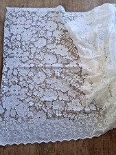 Vintage White Lace Net Floral Cafe Curtain 120cm drop - price per metre