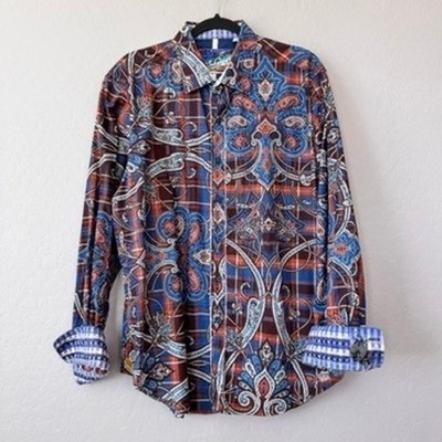 Robert Graham Queen's Guard Classic Fit XL Paisley Embroidered Long Sleeve Shirt