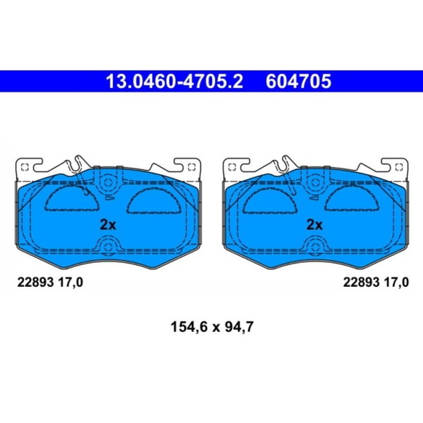 ATE 13.0460-4705.2 Bremsbelagsatz, Scheibenbremse Bremsbelag Bremsen-image