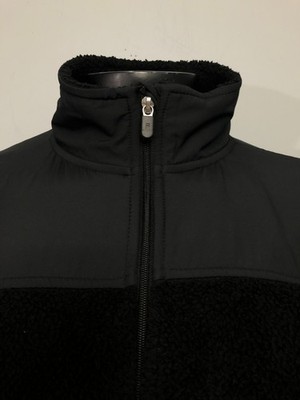 Fila Sport Fleece Jacket Black Women XL Faux Fur Full Zip High