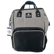 Hafmall Diaper Bag Backpack Baby Diaper Bag Gray Black Stroller Hooks Pockets