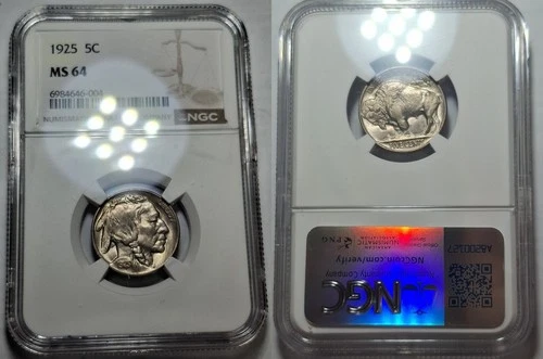 united states 1925 Buffalo Nickel Philadelphia mint 5 cents five cents NGC MS64