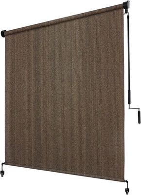 Outdoor Roller Shade 7'X8' Mocha Exterior Cordless Patio Roll up Shades for outs