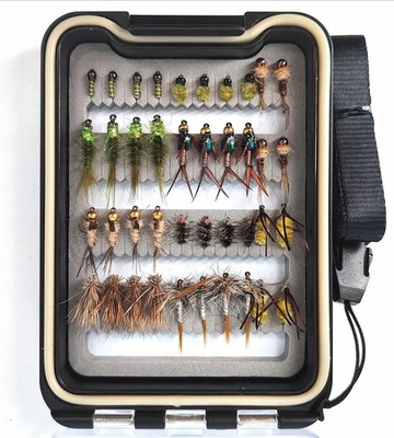 Fly Fishing Flies Assortment with Waterproof Fly Box, 40pcs Dry/Wet/Nymph Fli...
