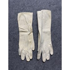 Vintage English Doeskin Leather Opera Gloves Cream Off White Size 6 3/4 Formal