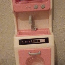 Pink Plastic Pretend Play Kitchen Appliance Unit Sink Oven w/ Faucet