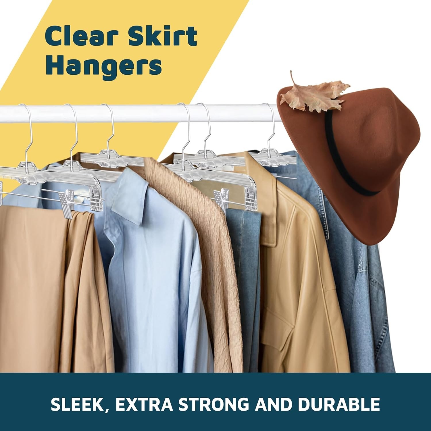 Clear Plastic Hangers 12 Pieces 14" NoSlip Closet Organize 360° Hook Clips Clear