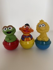 Illco Jim Henson Sesame Street Wobble Toys Big Bird Ernie Oscar Grouch Lot of 3