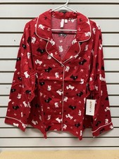 Joyspun Women s Dog Christmas PJ Set, Red, Size 3X