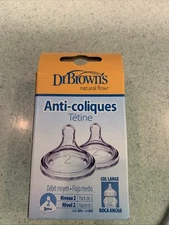 NEW 2 Count Dr. Brown's BPA Free Breast-Like Wide Neck Bottle Nipple 3+ Month 