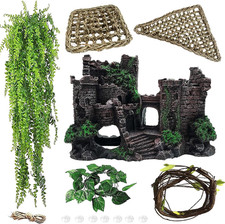 Tank Accessories for Bearded Dragon Include Resin Classical Castle Reptile Hammo