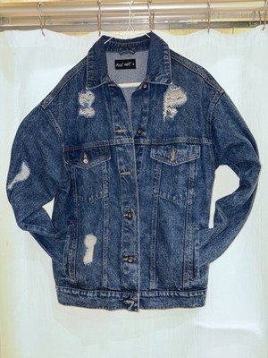Blue Age Men's Denim Jacket S Day of the Dead Frida Kahlo Patch Distressed
