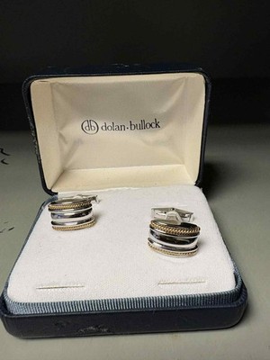 DOLAN BULLOCK Sterling Silver and 14K Yellow Gold Cufflinks With Box