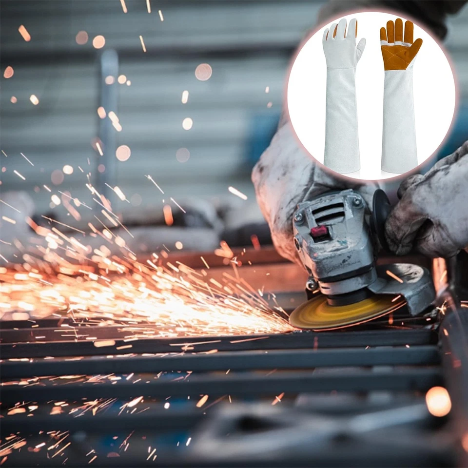 Safety Work Leather Welding Animal Handling Gloves Bite Proof Pet Trips Vet G... - Image 2 of 4