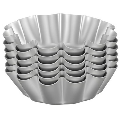 4.5 Inch Round Fluted Aluminum Alloy Egg Tart Cake Cupcake Pudding Molds 6 Pcs