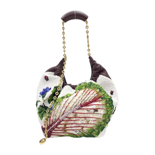 LOEWE Squeeze Medium Shoulder Bag Beaded Leather White Green Bordeaux A567Q37X25