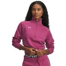 Under Armour Womens Rival Fleece 1/2 Zip Pullover XXL Fuchsia Dusk White New
