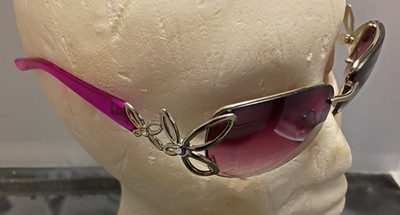 Frameless Sunglasses Purple Gradient Lenses Silver Butterfly  Design