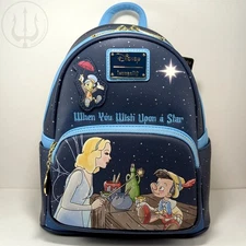 Loungefly Pinocchio When You Wish Upon a Star Mini Backpack Exclusive Blue Fairy