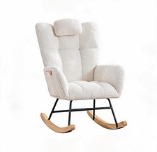 Rocking Chair Plush Fluffy Upholstered Glider Rocker Nursing Chair