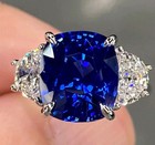 6.00 Ct Cushion Cut Blue Diamond Ring  — photo 4