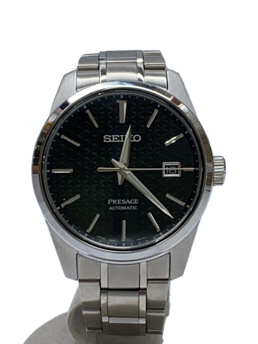 SEIKO PRESAGE Automatic Stainless Steel Watch Black Silver Dial 6R3