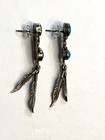 925 Sterling VTG Navajo Rita & Mike Begay Turquoise Feather Earrings 3” — photo 10