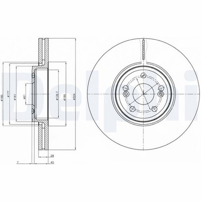 Front Brake Disc Delphi BG9687 Fits Renault Espace Vel Satis Braking System