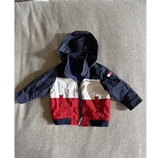 Tommy Hilfiger Windbreaker Jacket 18-24M Hooded Colorblock Red White Navy