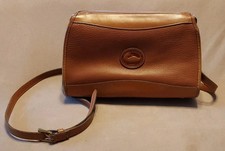 VTG Dooney  Bourke All Weather Leather Satchel Crossbody Bag Tan/Tan W/brass
