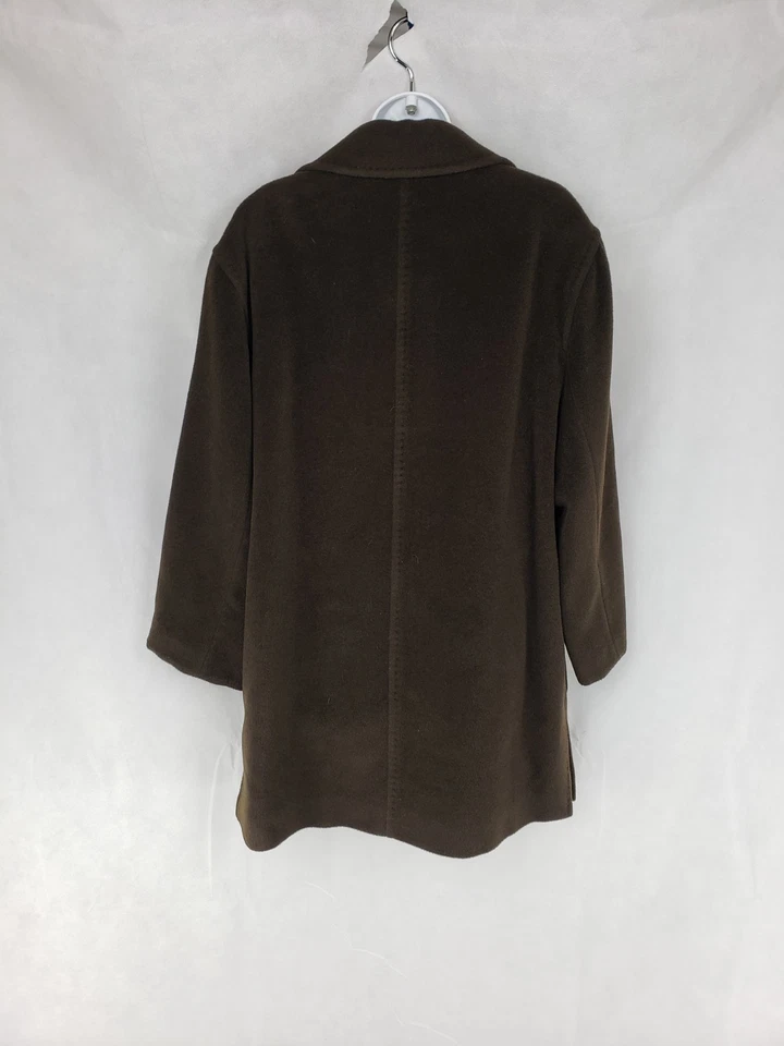 Abrigo Cinzia Rocca Swing Pea Marrón Cachemira/Lana Forrado Hecho en Italia Bolsillos Frontales Foto 4 de 4