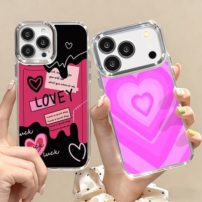 Lovery Hearttransparente Hülle für iPhone 16 17 Pro Max 15 14 13 11 Plating TPU