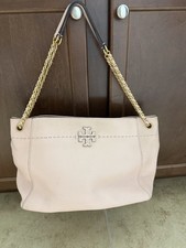 Tory Burch McGraw Blush Leather Chain Slouchy Shoulder Bag