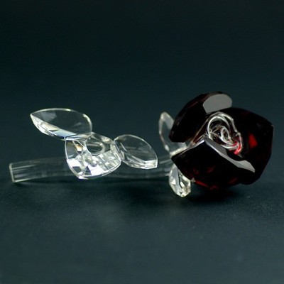 Red Rose Flower Austrian Crystal Figurine Ornament Sculpture Home Decor